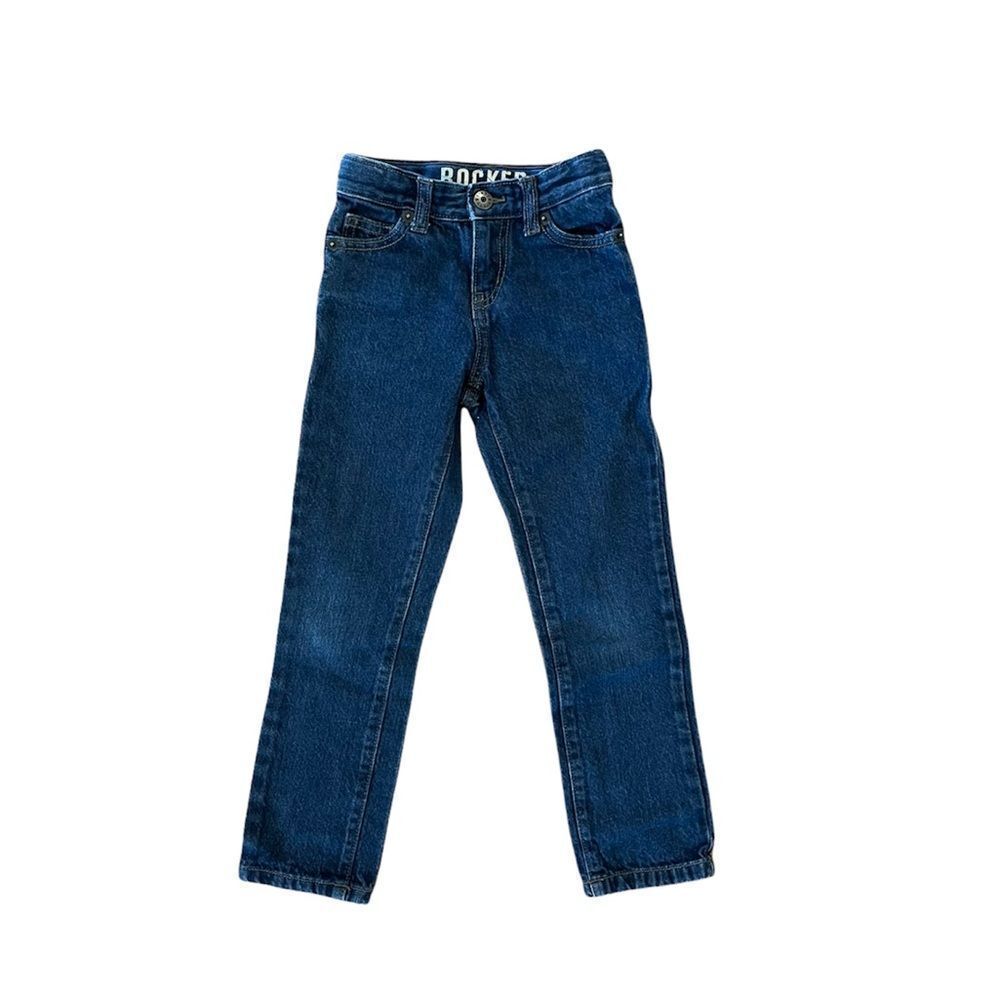 Rocker straight leg boys blue jeans size 6 slim fit adjustable hook closure